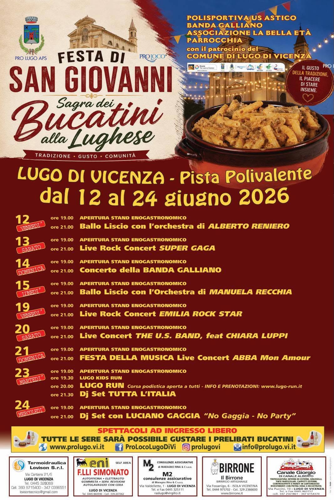 Festa di Protoco San Giovanni Sagra dei Bucatini alla Lughese