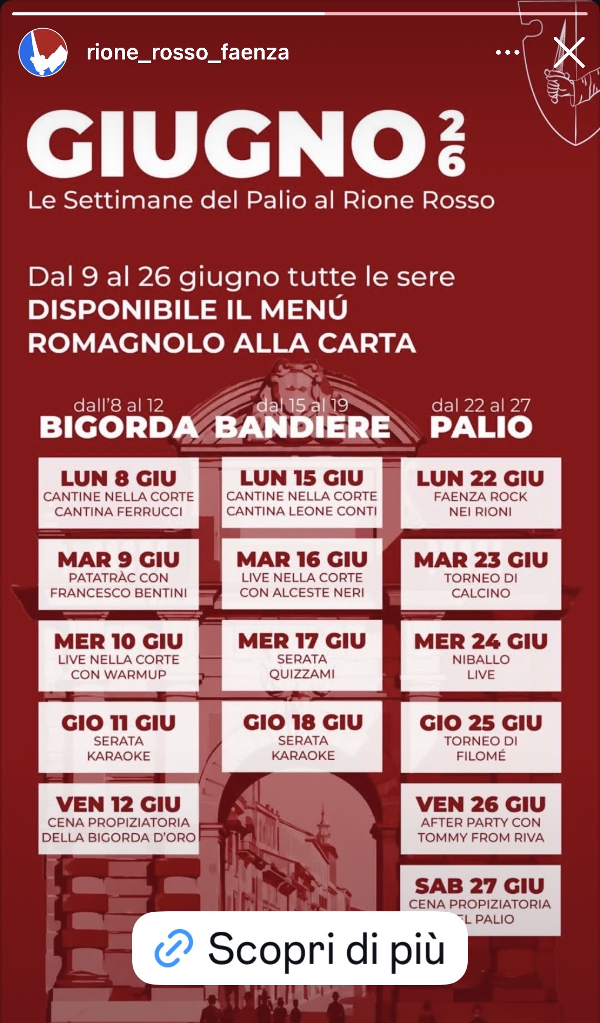 Le Settimane del Palio al Rione Rosso